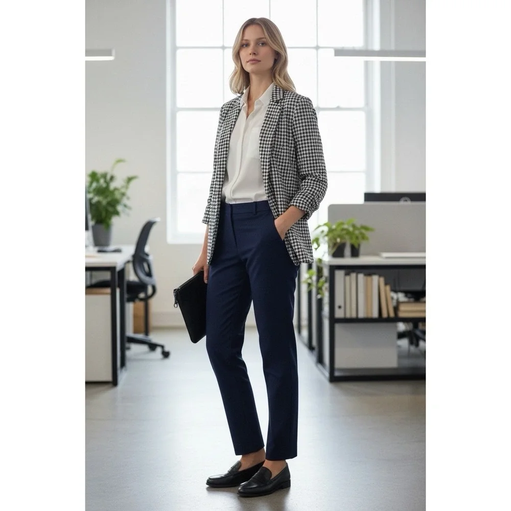Philosophy‎ Womens Sz Small Blazer Black White Gingham Jacket Office NWT